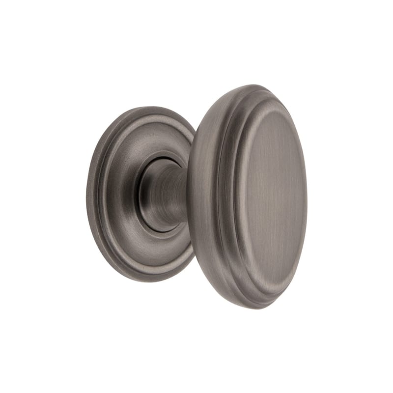 Grandeur ANNE-BRASS-KNOB-GEO Anneau 1-3/4" Solid Metal Flat Oval - Antique Pewter