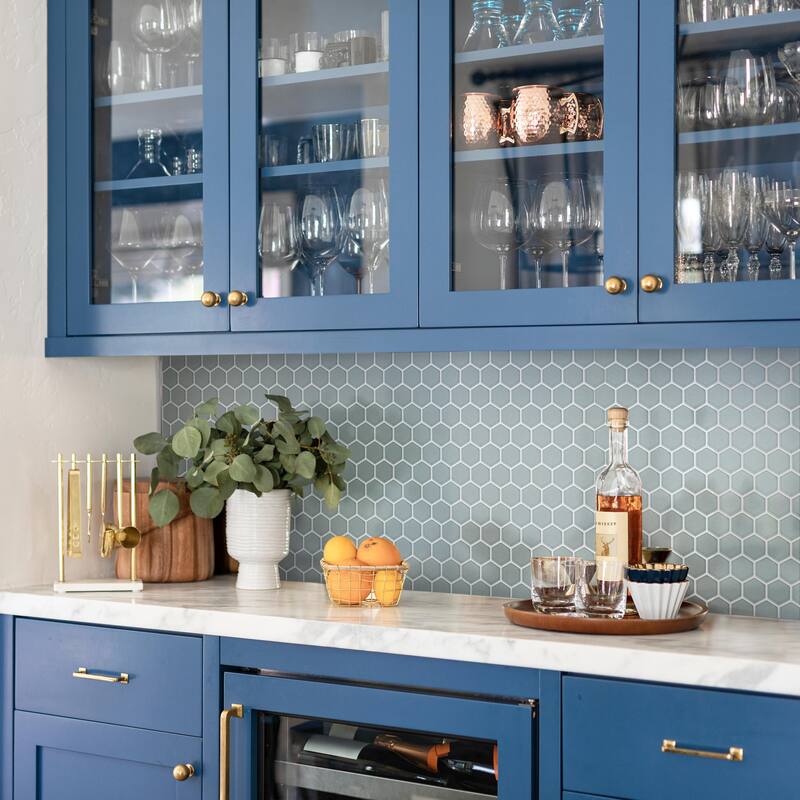 Merola Tile Tribeca 2" Hex Glossy Mist 11-1/8" x 12-5/8" Porcelain Floor and Wall Tile