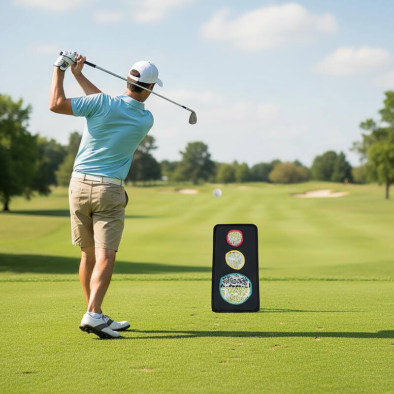 Gymax Dual-Sided Golf Chipping Net w/5 Target Holes Triangular