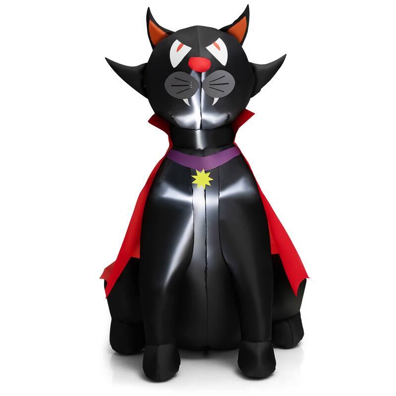 Costway 4.7 FT Halloween Inflatable Vampire Black Cat with Red Cloak - See Details