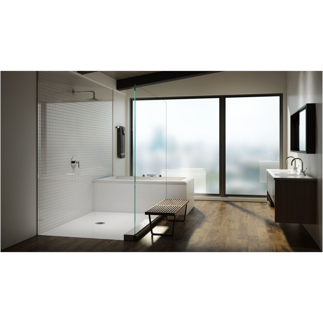 Brushed Nickel Jacuzzi MP33 Water Rainbow Flow Deck Mounted Roman Tub Filler