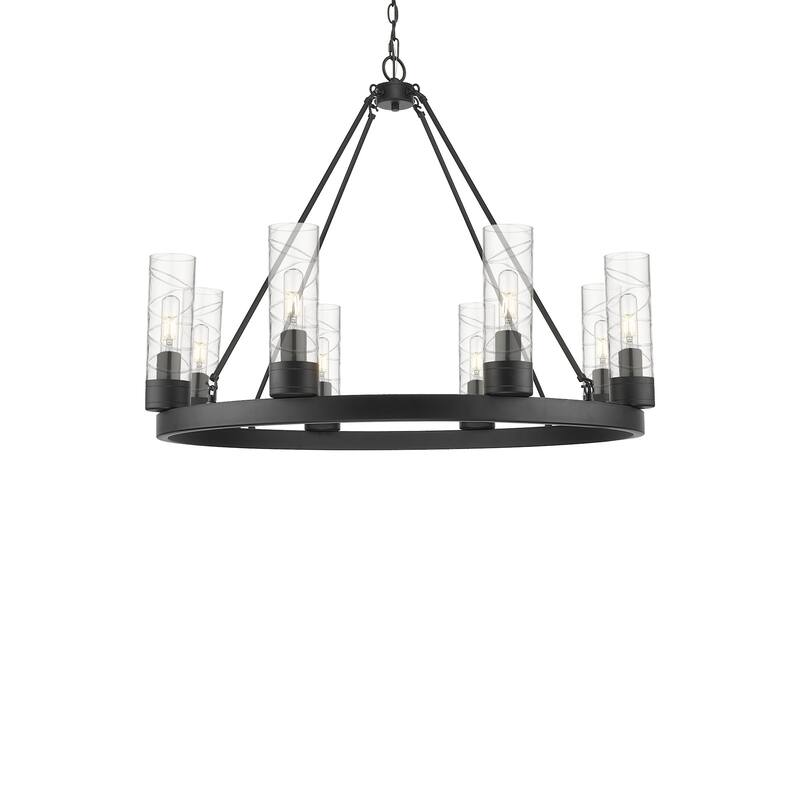 Innovations Lighting 617-8CR-28-36-8 Boreas Chandelier Boreas 8 Light - Matte Black / Deco Swirl