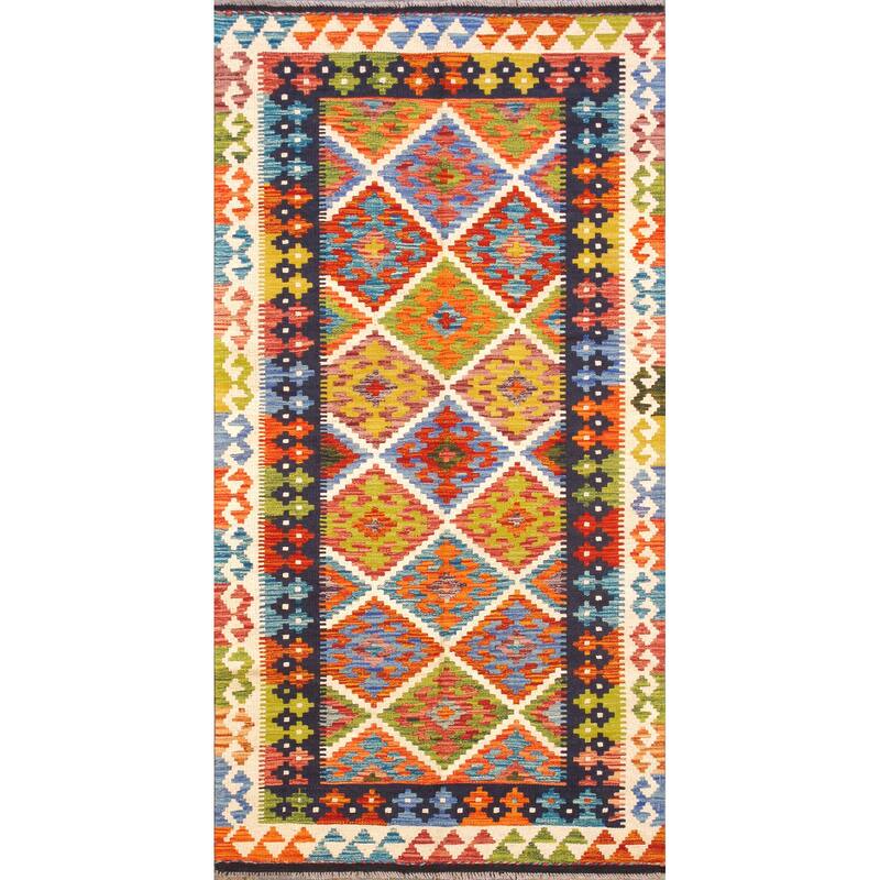 Pasargad Home Kilim Reversible Wool Multicolor Area Rug - 3' 5'' X 6' 8'' - 3' 5'' X 6' 8''