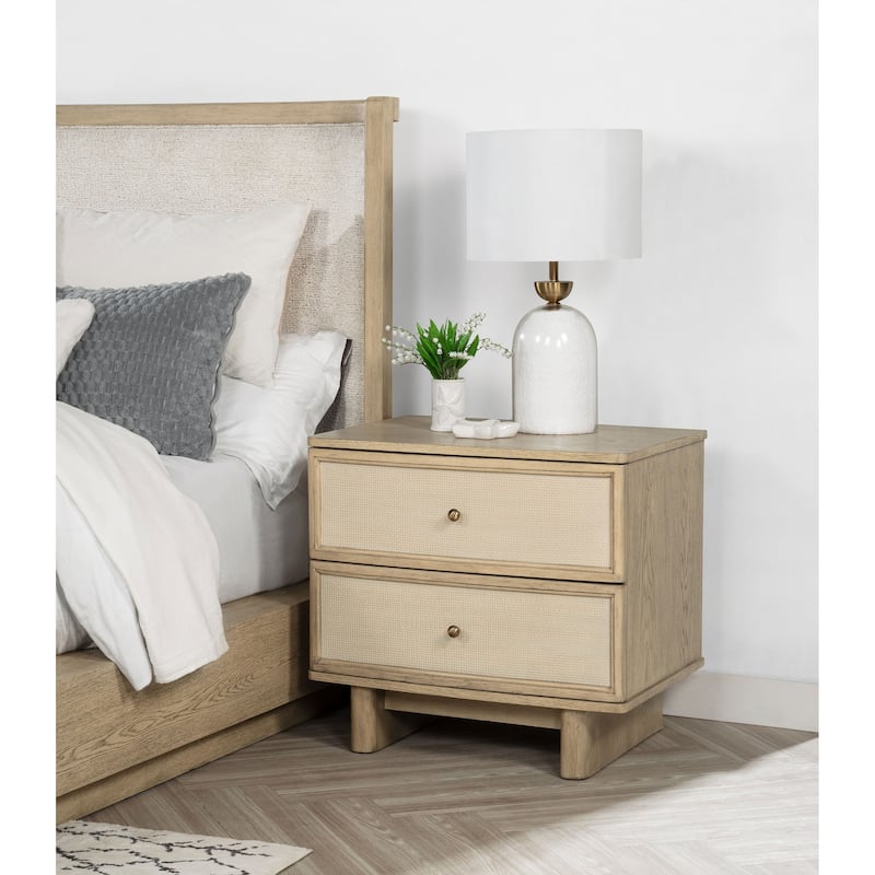 Kailani 2-drawer Nightstand Bedside Table Beige Oak