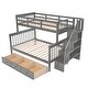 preview thumbnail 20 of 40, Twin-Over-Full Bunk Bed Storage Bed Frame with Stairway, Drawer, Storage and Guard Rail for Bedroom, Dorm, for Adults