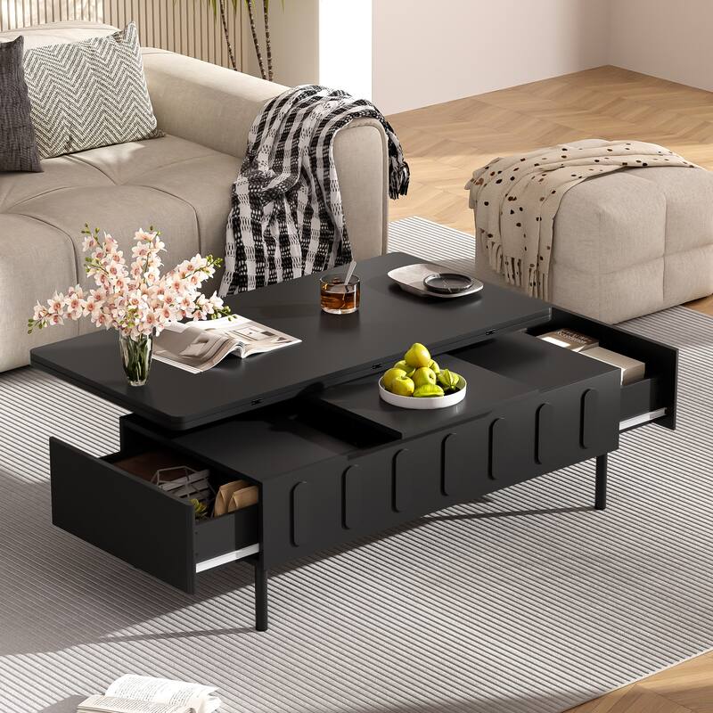 Modern Lift-Top Coffee Table with 2 Drawers