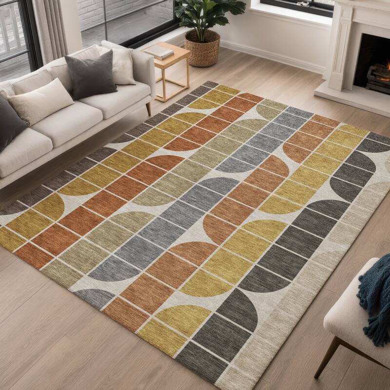 Machine Washable Indoor/ Outdoor Modern Finch Chantille Rug