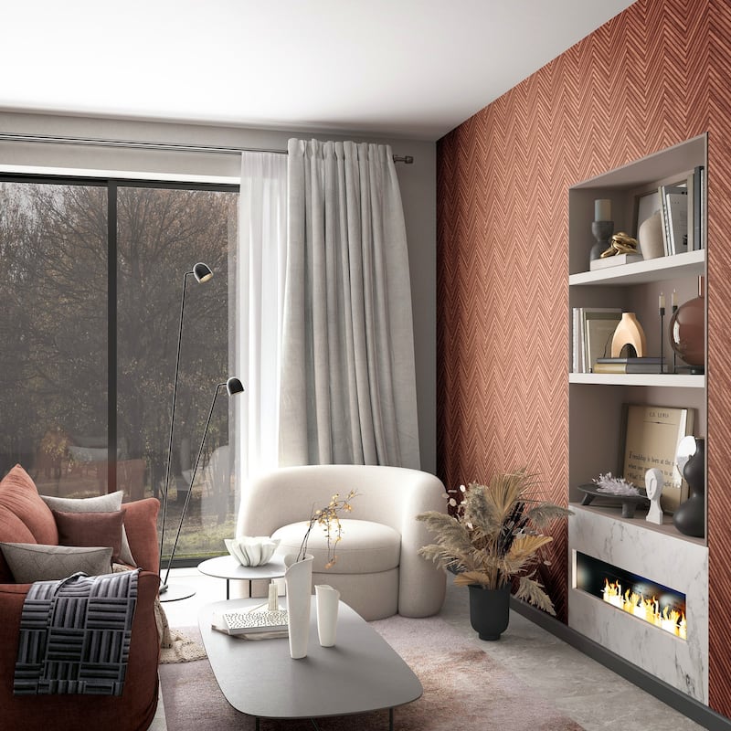 Galerie Wallcoverings Woods and Wicker Collection Herringbone Wood Effect Matte Finish Vinyl on Non-woven Wallpaper Roll