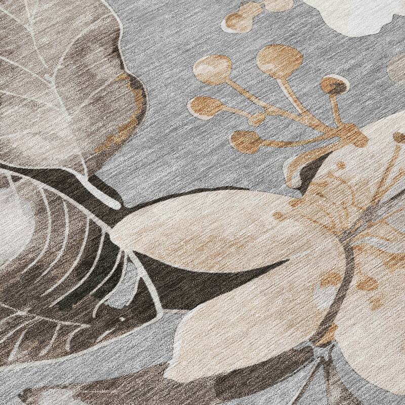 Machine Washable Indoor/ Outdoor Floral Chantille Rug