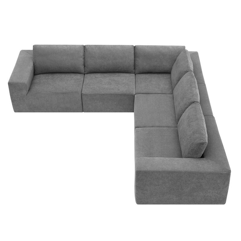 Comfortable 5-Seat Modular Sofa - Upholstered L-Shape Couch for Home