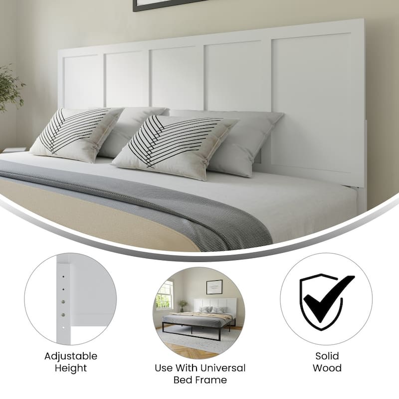 Contemporary Paneled Wooden Headboard Only