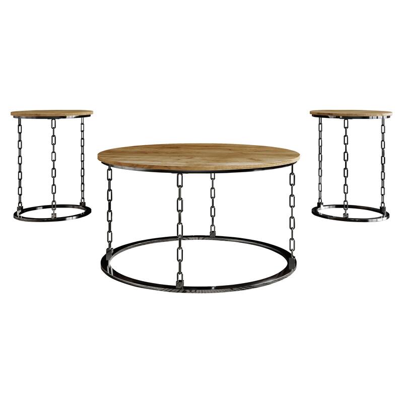 CraftPorch Modern 3- Pieces Coffee Table Set - Light Oak - 7'6" x 10'9" - Wood