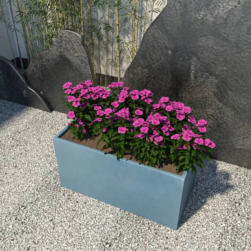Bloom Rectangular Planter in Fiberstone and MgO Clay for Indoor Outdoor