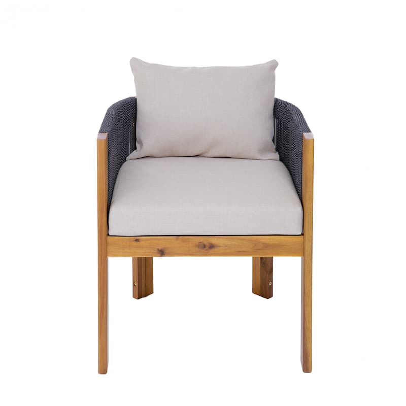 Christopher Knight Home - Aurelia Modern Acacia Wood Outdoor 9-Piece Dining Set with Woven Rope Back Chairs and Cushions