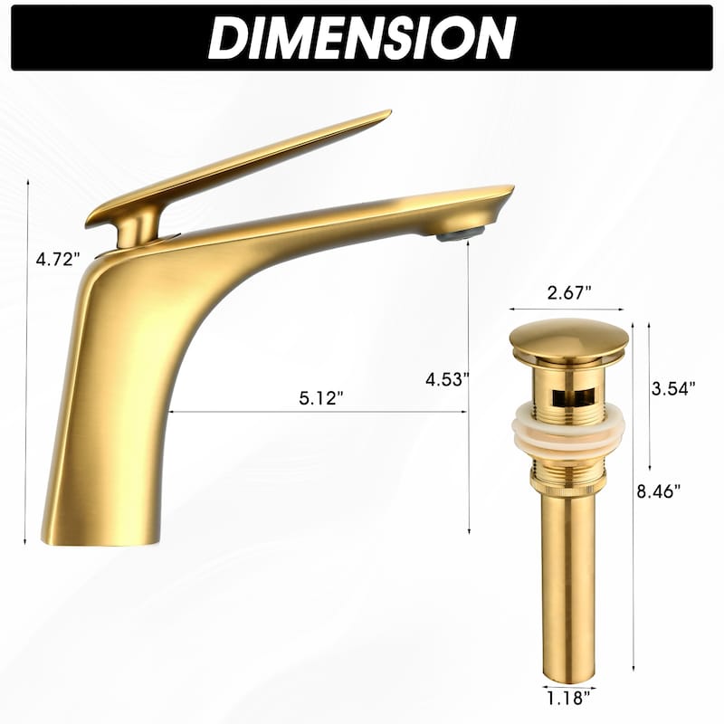 Single Handle Bathroom Sink Faucet with Pop Up Drain and Water Supply Hose, Anti Fingerprint, Anti Corrosion, Scratch Resistant