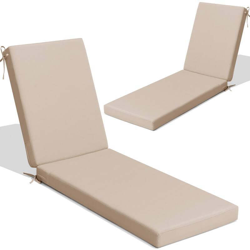 Outdoor Patio Chaise Lounge Chair Cushion - 2PCS - Beige - 80 inches long