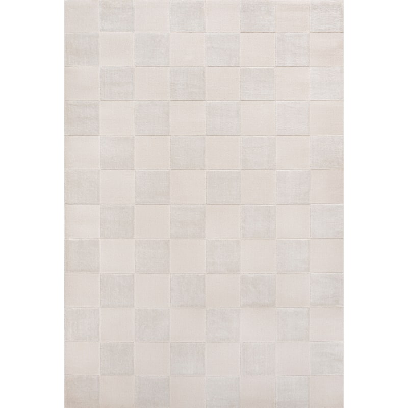 JONATHAN Y Helena Modern Geometric Checkerboard High-Low Area Rug - 3 X 5 - White/Cream
