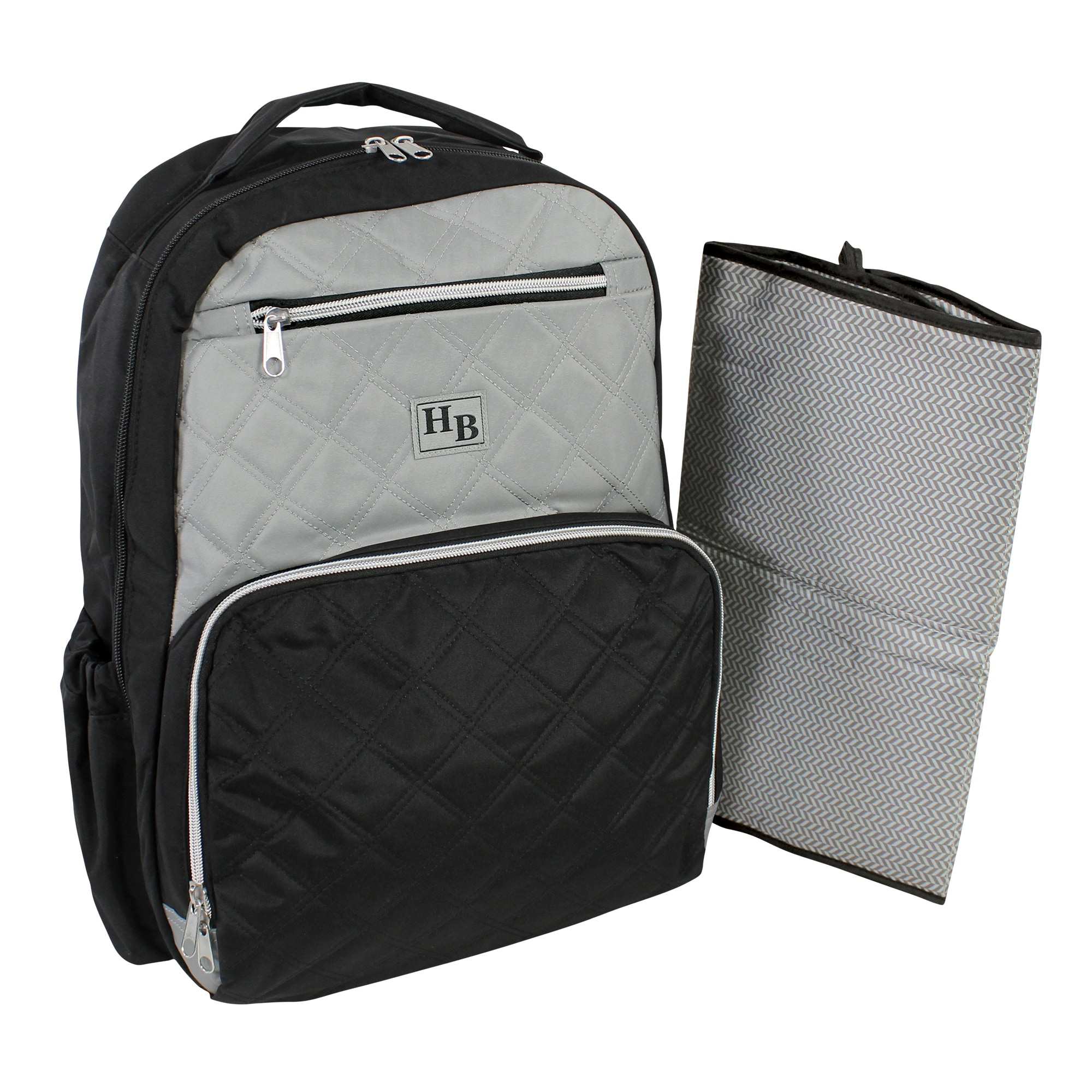 Hudson Baby Premium Diaper Bag Backpack and Changing Pad, Black Gray, One Size - Black Gray - One Size