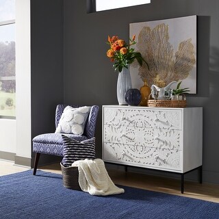 Woodlyn Weathered White 3 Drawer Accent Cabinet