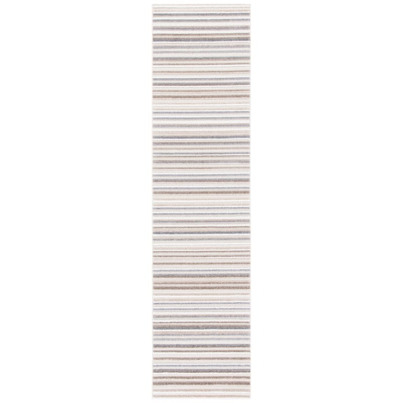 SAFAVIEH Cabana Gafia Indoor/ Outdoor Waterproof Patio Stripe Rug - 2'2" x 9' Runner - Ivory/Grey