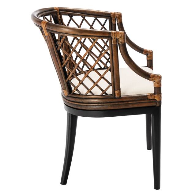 SAFAVIEH Carlotta Rattan Lattice Arm Chair - 22.3" W x 23" L x 31.3" H