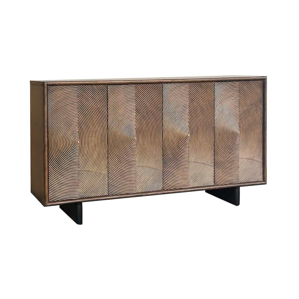 63" Brown 4 Door Media Credenza_Sideboard