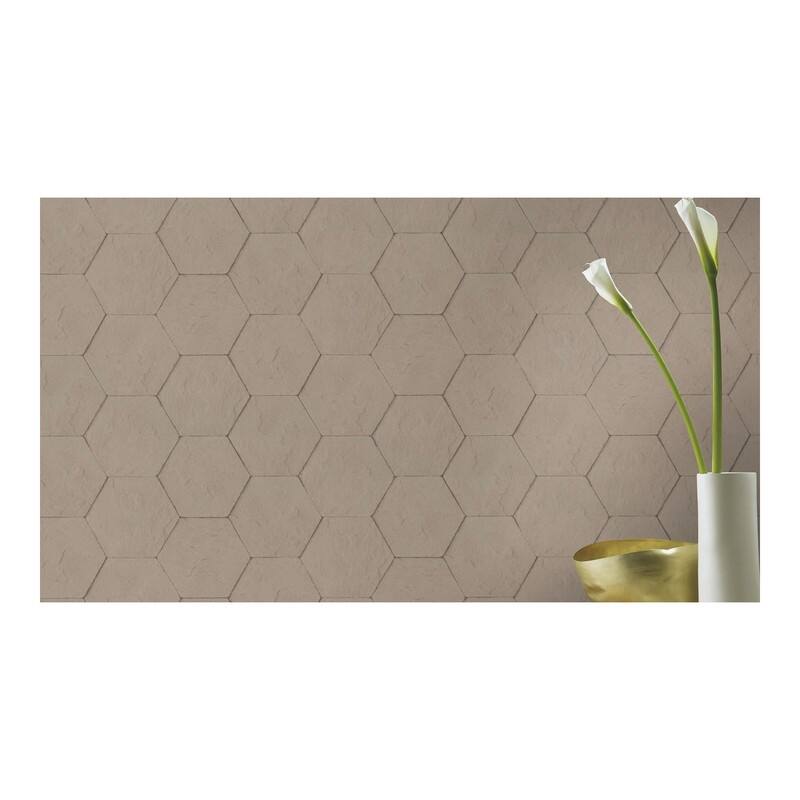 Advantage Bascom Light Grey Stone Hexagon Wallpaper - 21 x 396 x 0.025