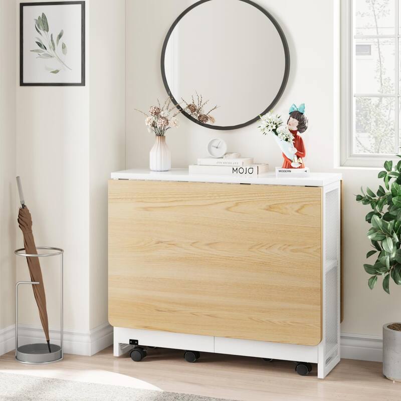 Folding Dining Table with 2 Tier Storage