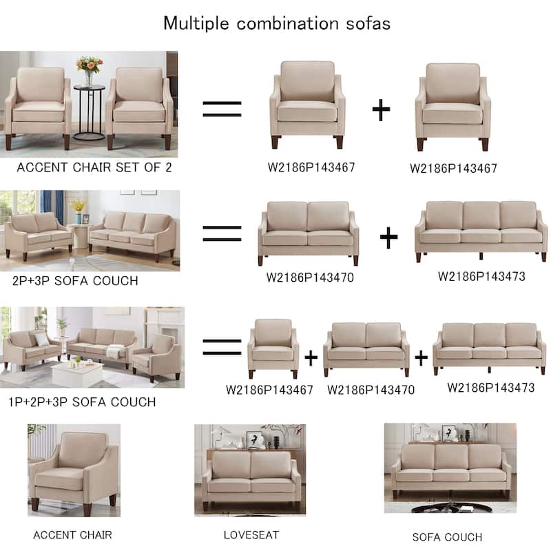 Modern 74" Velvet 3-seater Upholstered Sofa with Scooped Armrest and Removable Cushions for Living Room