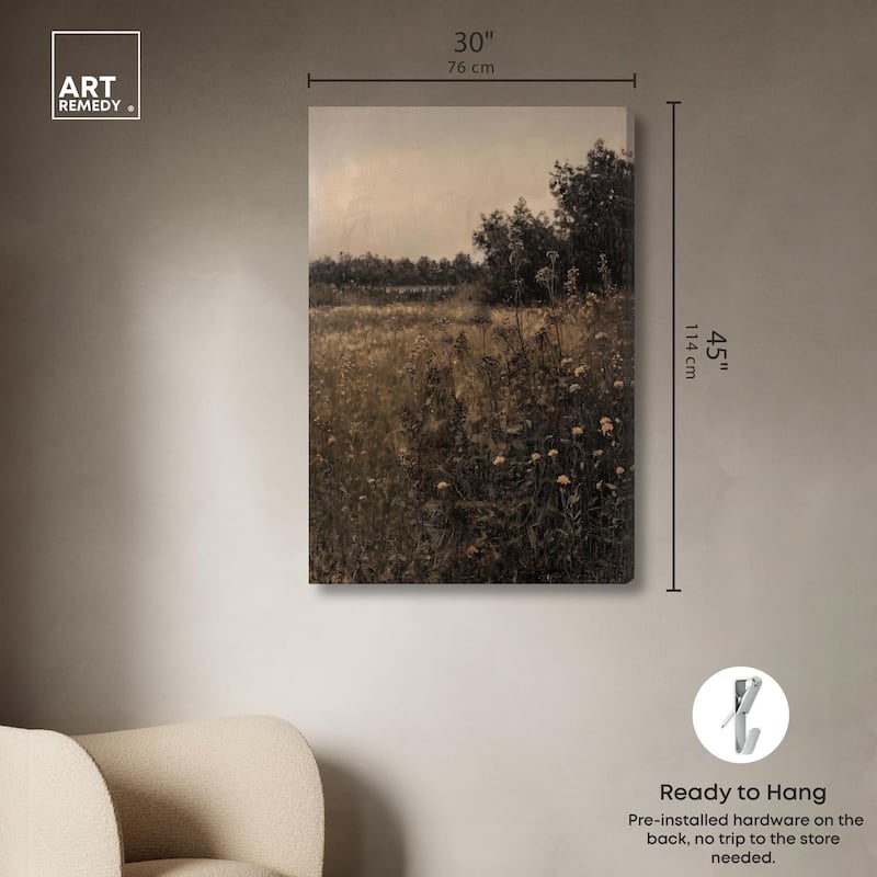 Vintage Meadow Canvas by Art Remedy, Gallery Wrapped