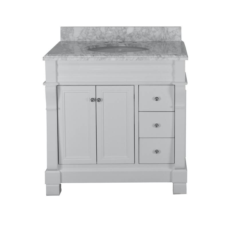 KitchenBathCollection Westminster 36" Bathroom Vanity with Carrara Marble Top