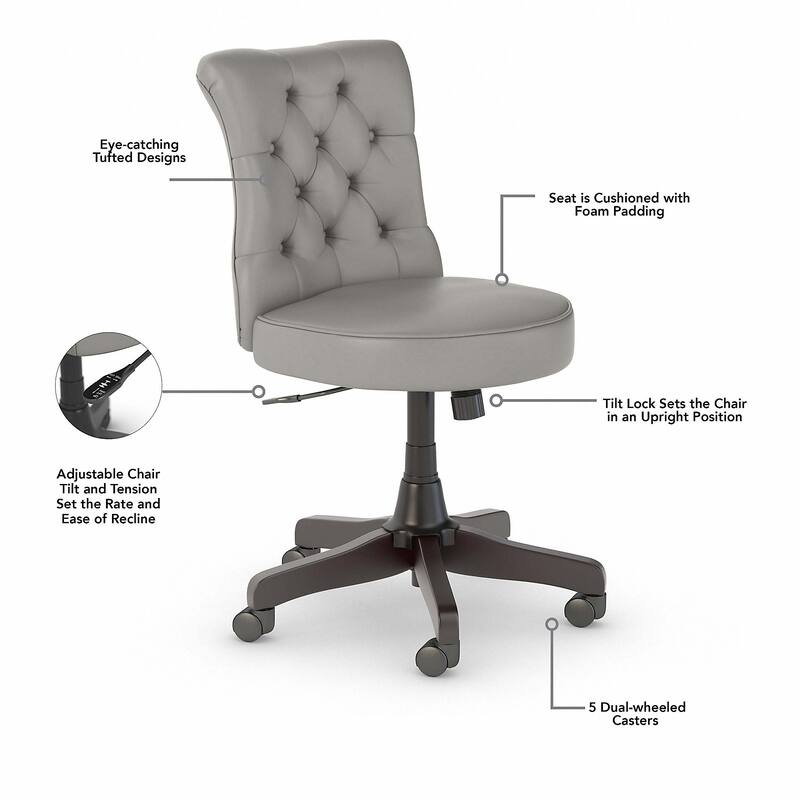 Key West 60W L-Desk with Tufted Office Chair by Bush Furniture