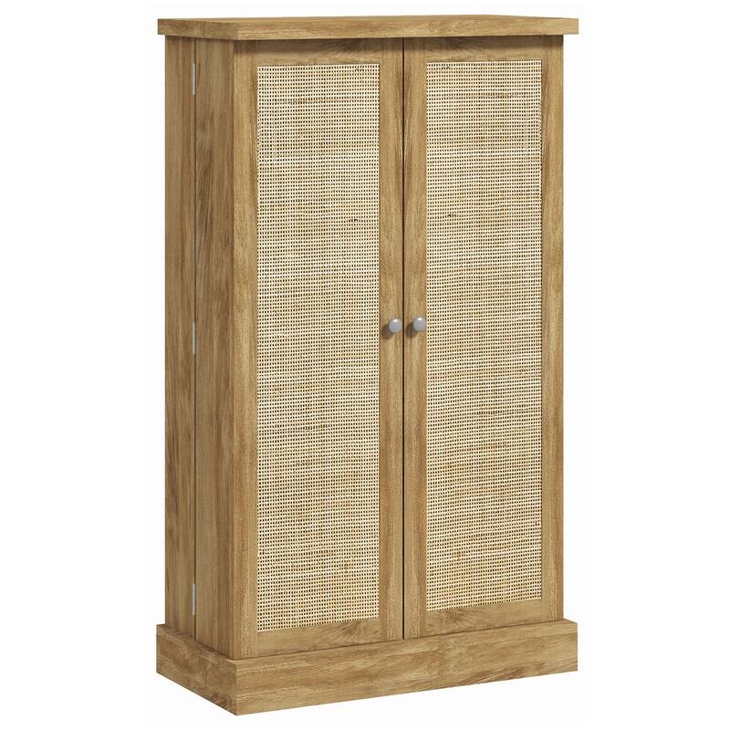 Modern Buffet Kitchen Pantry Cabinet with Adjustable Shelves and Side Racks, Small Storage Organizer Cabinet with Doors