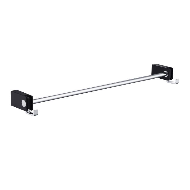 Bathroom Hardware Accessory Towel Wall Mounted Towel Bar with Hook - Chrome Black