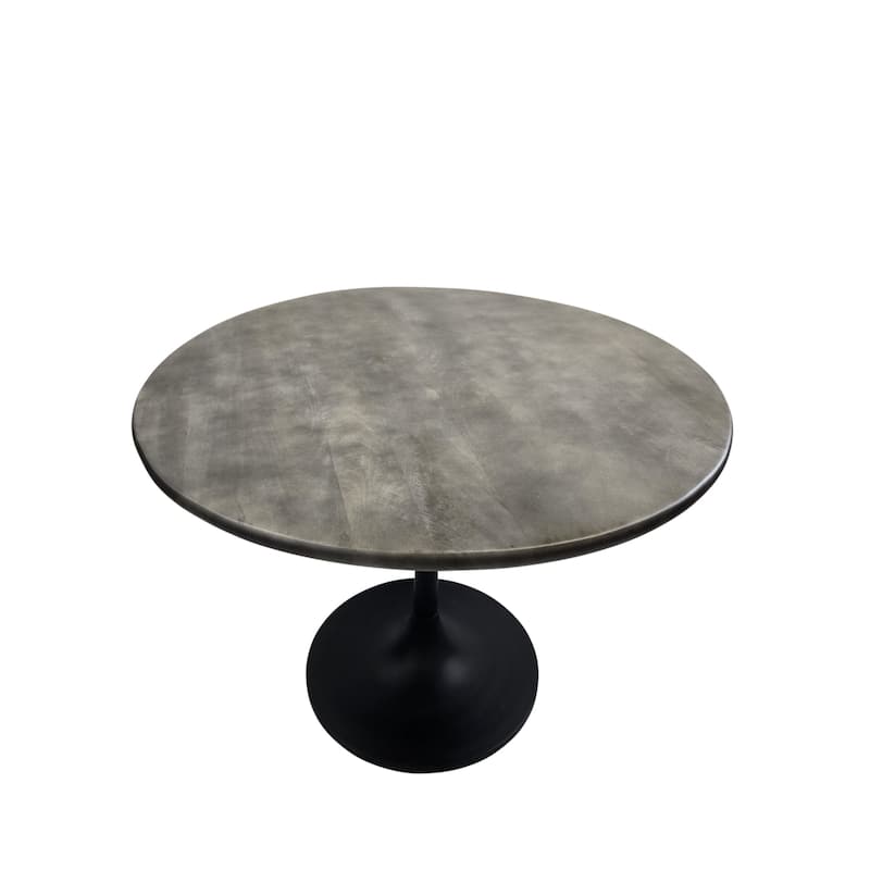 Wooden Round Dining Table - 40" - Fog Gray and Black