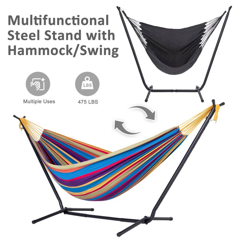 10.7 ft. 2-Person Brazilian-Style hammock with Stand - Convertible
