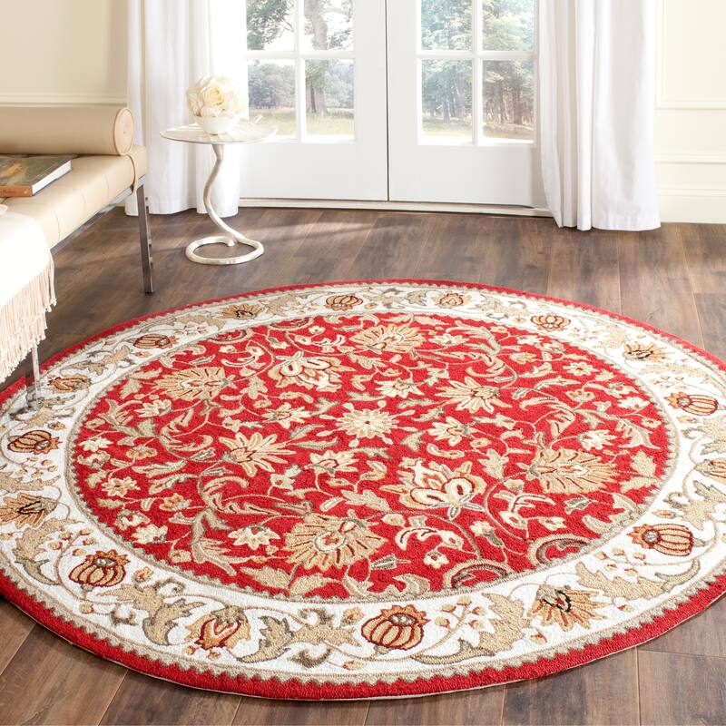 SAFAVIEH Handmade Easy Care Deidra Oriental Rug - 6' Round - Red/Ivory - Round