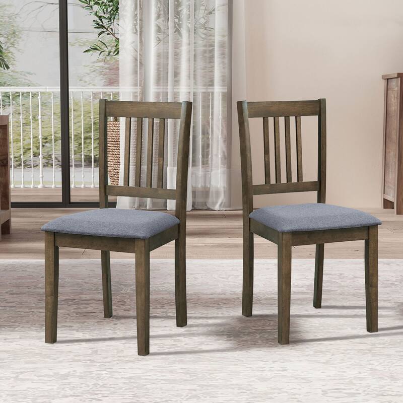 Space-Saving 5-Piece Dining Table Set with Rustic Wooden Table and Comfortable Upholstered Chairs - Ideal for Apartments