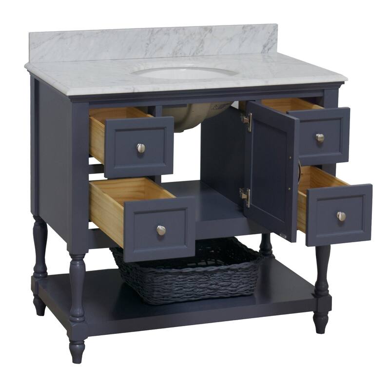 KitchenBathCollection Beverly 42" BathroomVanity w/ Carrara Marble Top