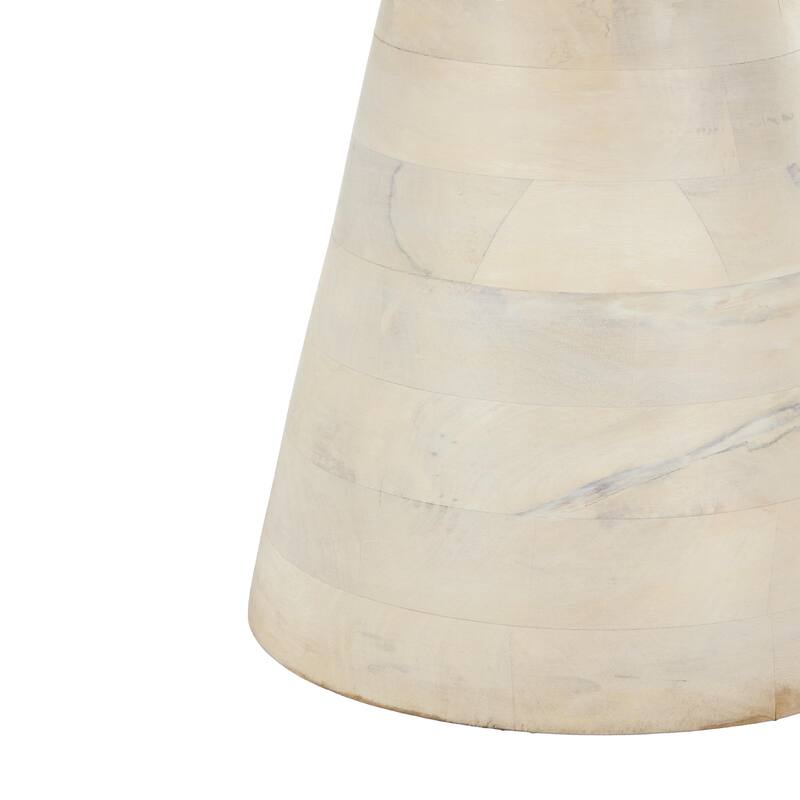 Mango Wood Accent Table with Cone Shaped Base - Cream - Roche River Decor