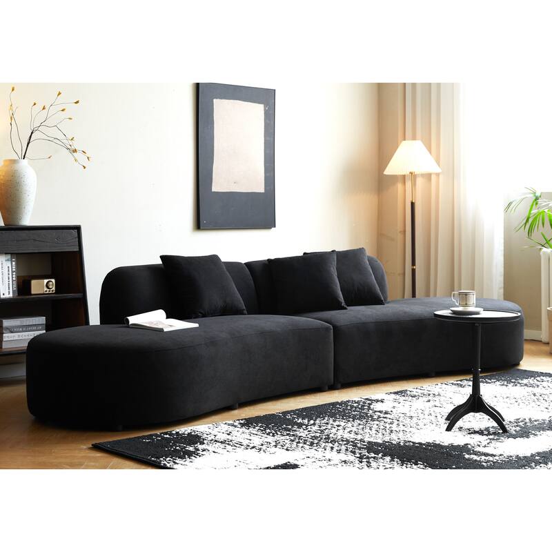 US Pride Furniture 132.3 inch Large Size Elegant Half Moon Design Curved 6-Seat Sofa with High-Density Foam Filled