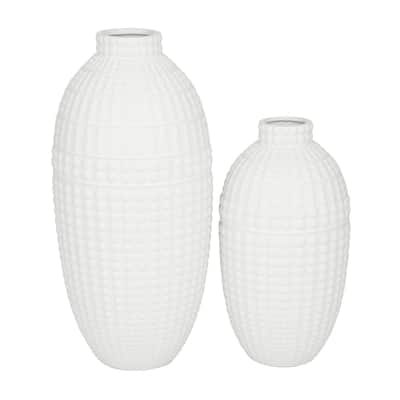 Ceramic Decorative Vase - Set of 2 White - CosmoLiving by Cosmopolitan