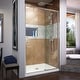 preview thumbnail 18 of 30, DreamLine Flex 32 in. D x 42 in. W x 74 3/4 in. H Pivot Shower Door and Shower Base Kit - 32" x 42" White Base Brushed Nickel