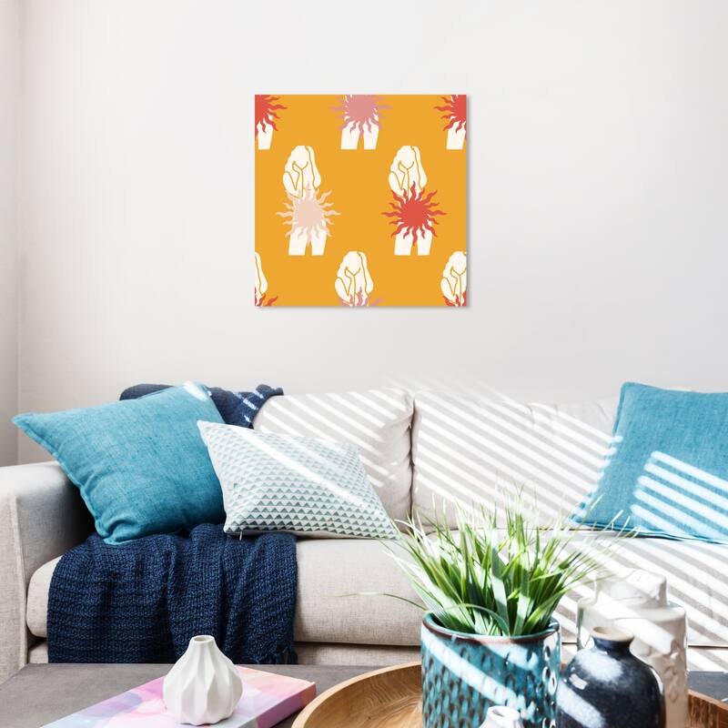 Wynwood Studio Canvas People and Portraits Sunstar Covered Girls Brown and Ochre Modern & Contemporary Wall Art Canvas Print - 20 x 20