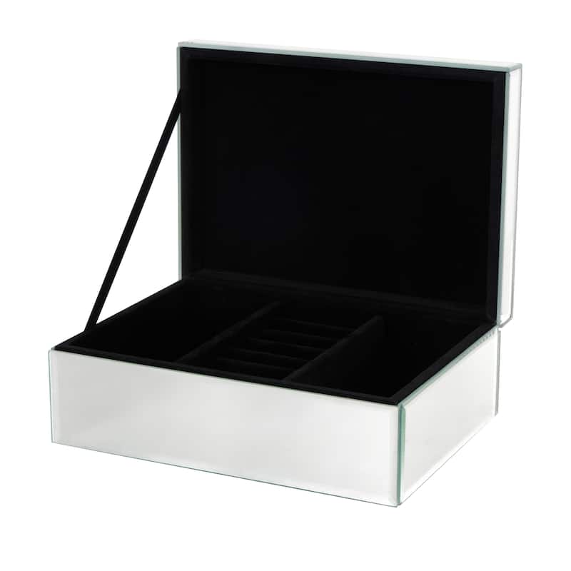 Glass Mirrored Jewelry Box with Pink or Black Bubble Textured Balls - Silver - Roche River Decor