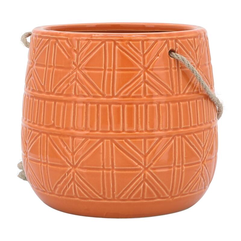 Sagebrook Home Neutral Textured Ceramic Hanging Planter