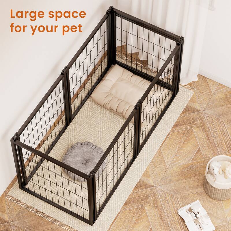 Black Metal Dog Cage Crate for Small and Medium Dogs with Divider and Top Safety Cover