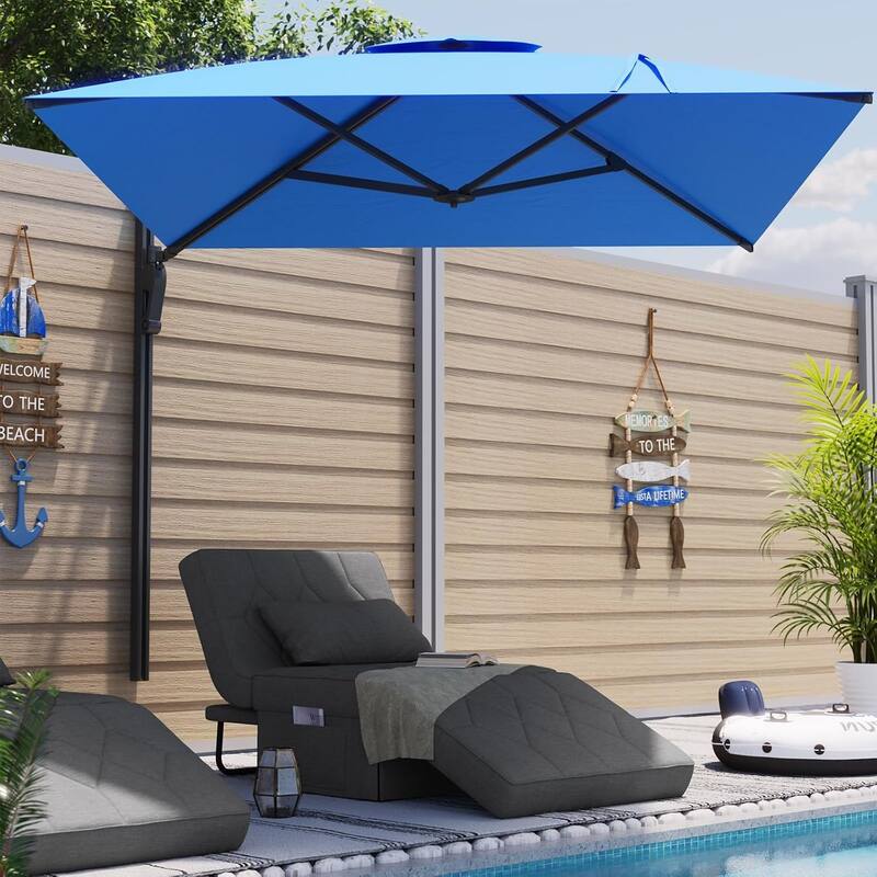 AECOJOY 10 FT. Wall Mount Umbrella Outdoor Patio, Large Patio Rectangular Aluminum Cantilever Umbrellas