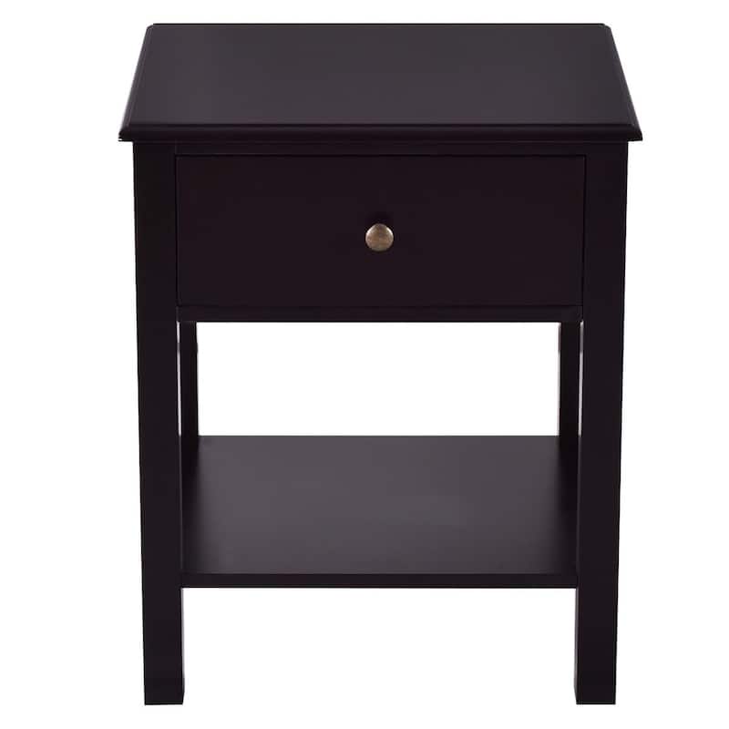 Costway End Table Nightstand Storage Display Furniture Drawer Shelf