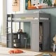preview thumbnail 19 of 32, Wood Twin Size Loft Bed with Wardrobes and 2-Drawer Desk with Cabinet